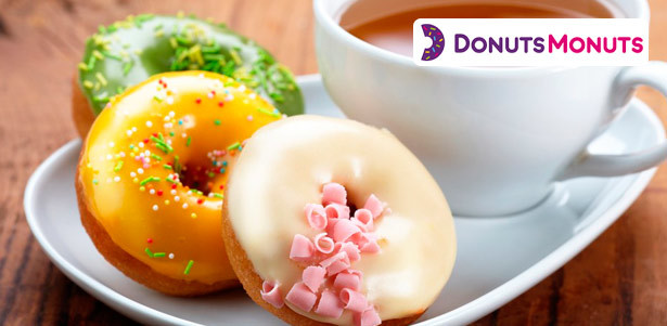 Набор из 18, 24, 36 или 48 пончиков с различными начинками от компании Donuts Monuts. **Скидка 40%**. Москва - kupikupon.ru Набор из 18, 24, 36 или 48 пончиков с различными начинками от компании Donuts Monuts. **Скидка 40%**