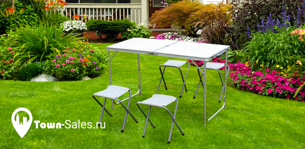 Мебель для пикника от интернет-магазина Town-Sales: складной стол + 2 или 4 стула. **Скидка до 52%**. Балашиха - kupikupon.ru Мебель для пикника от интернет-магазина Town-Sales: складной стол + 2 или 4 стула. **Скидка до 52%**
