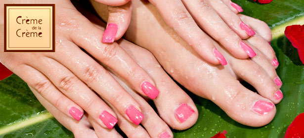 Маникюр и педикюр с покрытием гель-лаком Shellac или обычным лаком в салоне SPA Creme: аппаратный, обрезной, комбинированный. **Скидка до 76%**. Москва - kupikupon.ru Маникюр и педикюр с покрытием гель-лаком Shellac или обычным лаком в салоне SPA Creme: аппаратный, обрезной, комбинированный. **Скидка до 76%**