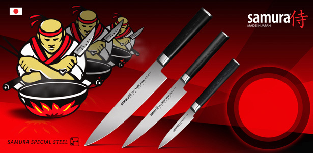 Наборы японских кухонных ножей и столовых приборов Samura. **Скидка до 50%**