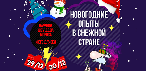 Билеты на научное шоу Деда Мороза «Новогодние опыты в снежной стране». **Скидка 50%** 