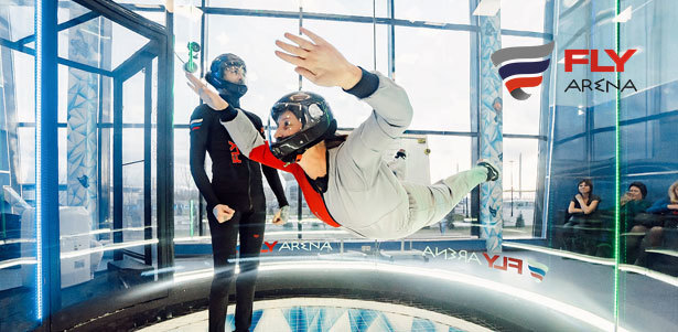 2, 4 или 6 минут полета в аэротрубе от компании Fly Arena **со скидкой до 50%**