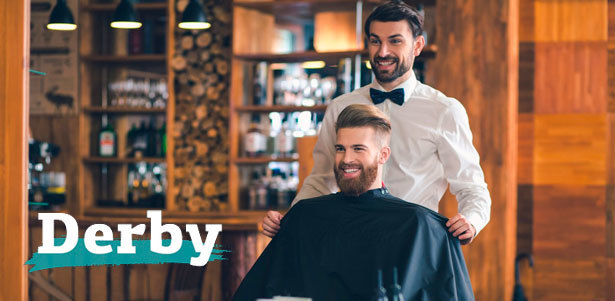Мужская стрижка или стрижка бороды в барбершопе Derby. **Скидка 50%**