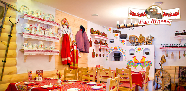 Все меню кухни и напитки или проведение банкета в сети ресторанов русской кухни «Илья Муромец». **Скидка до 50%**